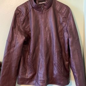 American Breed Men’s large brown leather jacket with black blanket like interior